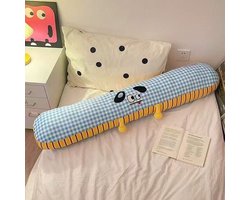 Kraftverdia Lang Kussen 120 cm – Gestreept Lichaamskussen voor Zijslapers – Dopamine Stijl – Rugkussen voor Bed & Bank – Knuffelkussen met Katoenen Hoes & PP Vulling – Blauw