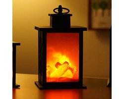 Kraftverdia LED Haard Vuur Effect Lamp - Realistisch Houtvuur met Bewegende Vlammen - Batterij Bediend & Draagbaar (16x14x27 cm) - Sfeerverlichting voor Binnen en Buiten - Ideaal voor Woonkamer, Slaapkamer en Tuin