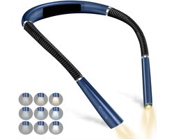 Kraftverdia Leeslamp voor om de Hals - Oplaadbare LED Lamp met 3 Kleurtemperaturen - 6 Instelbare Helderheidsniveaus -Oplaadbaar via USB-C - Flexibele Lamparmen voor Preciese Belichting - Geschikt voor Binnen en Buiten Activiteiten