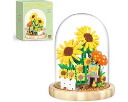 Kraftverdia - Mini Kunstbloemen Boeket - Bloemenboeket in Stolp - Bouwsets Volwassenen - Botanical Flowers Collection - Botanical Bloemen - Bouwsets - Zonnebloem bouwstenen - Niet geschikt voor LEGO - Decoratie voor Huis, Cadeau, Kerst, Oudjaar
