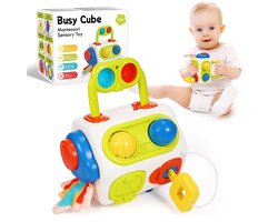 Kraftverdia - Montessori Speelgoed - 9-in-1 Bewegingsvaardigheden Kubus - Educatief speelgoed voor baby's - Speelgoed geschikt voor kinderen van 6 maanden tot 3 jaar - Baby sensorisch speelgoed - Kinderspeelgoed Onderweg - Verjaardagscadeau voor baby