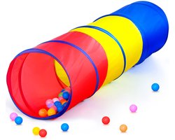Kraftverdia Speeltunnel - Kruiptunnel - Inclusief Draagtas - Speeltunnel voor Kinderen - Opvouwbaar - Kinderspeelgoed/Binnenspeelgoed /Buitenspeelgoed - 250x46cm