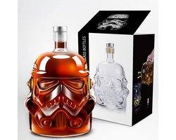 Kraftverdia® Whisky Karaf Transparant - Creatieve Wijnfles Glas (750 ml) - Glazen Fles voor Wodka, Schotse Whisky, Bourbon & Likeuren - Cadeau voor Mannen - Geschikt voor Verjaardag, Bruiloft & Jubileum - Loodvrij Milieuvriendelijk Materiaal