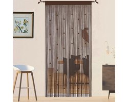 Kralen Deurgordijn Vliegengaas String Gordijnen - Kamer Dividers - Deuropeningen Panel - Woonkamer Slaapkamer Kast Gordijnen - Koffie 90x200cm Deurgordijn
