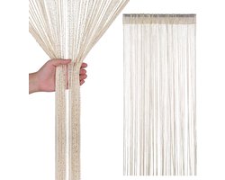 Kralengordijnen - 100 *200 cm - Deurgordijn - Met Kwastjes - Veranda gordijnen - Eenvoudige Installatie - Horgordijn - Eenvoudige Installatie - Raamdecoratie - voor deuropening, binnen decoratie - Beige