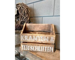 Krantenbak - 32x25cm -  kranten en tijdschriften  -  nieuw huis - nieuwe woning  - hout   - landelijk stoer en sfeervol wonen - cadeau - vaderdag - moederdag - verjaardag