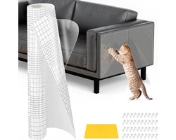 Krasbescherming voor banken, 5 m x 45 cm, sterke en transparante plakfolie voor katten, voorkomt krassen en schade aan meubels met 40 schroeven en 1 schraper