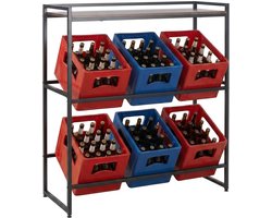 Krattenrek - voor 6 kratten - 117x104x32 cm - bruin-zwart
