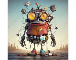 Kreggel&Schier Art - aluminium schilderij 70x70cm - kunst - robot - kamer decoratie accessoires - schilderijen woonkamer - wanddecoratie slaapkamer - muurdecoratie keuken - modern interieur binnen - woondecoratie huis - origineel