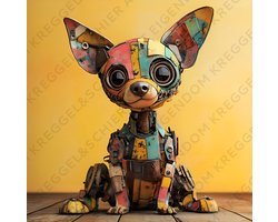 Kreggel&Schier Art - canvas schilderij 100x100 cm - kunst - robot hond - kamer decoratie accessoires - schilderijen woonkamer - wanddecoratie slaapkamer - muurdecoratie keuken - modern interieur binnen - woondecoratie huis - origineel