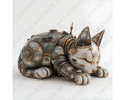 Kreggel&Schier Art - canvas schilderij 50x50cm - kunst - kat - kamer decoratie accessoires - schilderijen woonkamer - wanddecoratie slaapkamer - muurdecoratie keuken - modern interieur binnen - woondecoratie huis - origineel