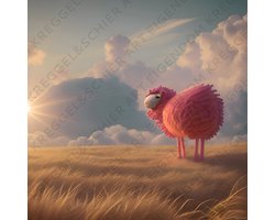 Kreggel&Schier Art - glasschilderij 90x90cm - kunst - schaapje in de polder - kamer decoratie accessoires - schilderijen woonkamer - wanddecoratie slaapkamer - muurdecoratie keuken - modern interieur binnen - woondecoratie huis - origineel