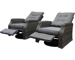 Kreta lounge balkonset 2 delig draaibaar verstelbare voetenbank