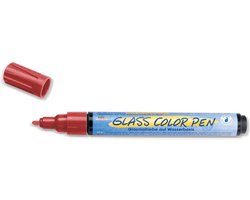KREUL Rode Glasstift - Glass ColorPen - Geschikt voor decoraties op acryl, glas, porselein, metaal, metaalfolie, keramiek en spiegels