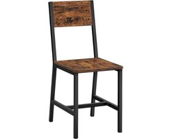 Kriaa Home Eetkamerstoel – Gebrand Eiken – Industrieel Design met Metalen Frame- 87x41.5x38cm – Perfect voor Eetkamer, Woonkamer & Keuken