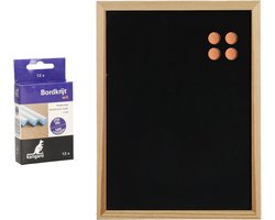Krijtbord/schoolbord met magneten en 12x krijtjes - 30 x 40 cm
