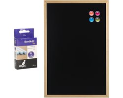 Krijtbord/schoolbord met magneten en 12x krijtjes - 40 x 60 cm