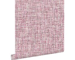 krijtverf eco texture vliesbehang geweven linnen multi tapijt intens bordeaux rood - 148663 van ESTAhome