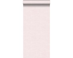Krijtverf vliesbehang effen uni met linnen textiel structuur licht roze - 148692 van ESTAhome