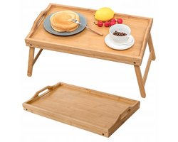 Krisberg Bamboe Bedtafel – Inklapbare Ontbijttafel – Laptoptafel – Houten Dienblad