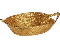 Krist+ mandje - metallic goud - 26 x 22 x 8 cm - zeegras - opbergmandje/broodmandje