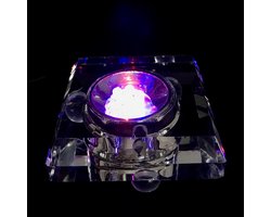 Kristal Glas Lichtplateau ( vierkant) met gekleurd licht met 1x USB adapter 7x7cm