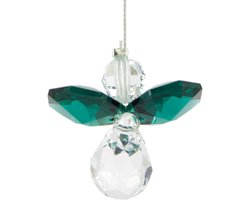 Kristallen beschermengel - Decoratie engel - Woondecoratie - Duurzaam kristal - Hangend model - Emerald groen
