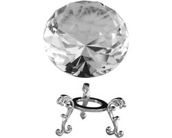 Kristallen Diamant - Papiergewicht Glas - Bureau Decoratie - Fijn Geslepen - 8.5x8cm - Transparant