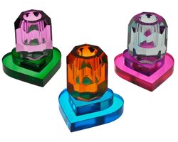Kristallen Kaarsenhouder hart - Roze Oranje roze groen blauw - set van 3 - dinerkaars houder