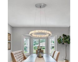 Kristallen Kroonluchter - Crystal Led Hanglamp - 1 Ring Hanglamp - Warm Wit - Eettafel Hanglamp - Woonkamerlamp - Moderne lamp - Hanglamp