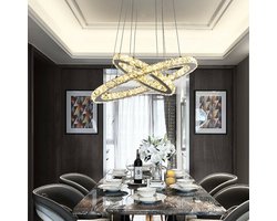 Kristallen Kroonluchter - Crystal Led Hanglamp - 2 Ring Hanglamp - Woonkamerlamp - Moderne lamp - Hanglamp