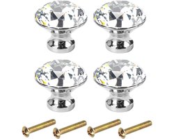 Kristallen Ladeknoppen in Diamantvorm - 4 Stuks Dresser Knoppen voor Keuken, Kast en Meubeldecoratie met Schroeven