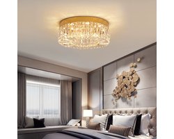 Kristallen Plafond Kroonluchter - LED Plafondlamp - Goud - Woonkamerlamp - 40 cm - Crystal - 3 Kleuren - Luxe Woondecoratie
