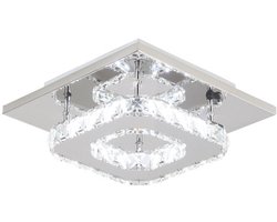 Kristallen Plafondlamp LED 12W Moderne Vierkante Plafondverlichting Plafonnière voor Slaapkamer Keuken Woonkamer