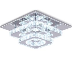 Kristallen Plafondlamp LED 24W Moderne Vierkante Plafondverlichting Plafonnière voor Slaapkamer Keuken Woonkamer