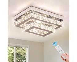 Kristallen Plafondlamp - LED - Kristallen - Chroom Kroonluchter - Met Afstandsbediening - Dimbaar - Verlichting - Keuken - Slaapkamer - Woonkamer - Plafoniere