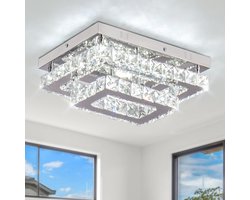 Kristallen Plafondlamp - LED - Kristallen - Chroom Kroonluchter - Verlichting - Koud Wit - Keuken - Slaapkamer - Woonkamer - Plafoniere