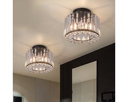 Kristallen Plafondlamp - LED Kroonluchter - Moderne Gangpad of Hal Lamp - Crystal Led Lamp - Zwart - Plafondverlichting - Woondecoratie - Plafoniere