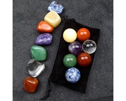 Kristallen Set 14-delig - Chakra-kristallen - Helende Kristallen - Meditatie/Kristallen Bol - Inclusief Geschenkdozen - 2cm/20-30mm - Healing Crystals