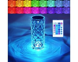 Kristallen tafellamp - Nachtlampje met kleurverandering - Romantische LED-lamp met roze diamant-effect en aanraakbediening - Geschikt voor woonkamers - Bediening met afstandsbediening en aanraakbediening