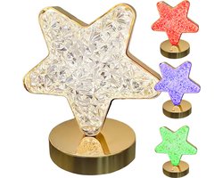 Kristallen Tafellamp Ster - Dimbare nachtlamp - Meerdere standen kleuren - draadloos & oplaadbaar - babykamer lamp