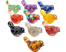 Kristallen Vogel Beeldjes - Miniatuur Dieren Glazen Vogels - Decoratie Huis Kantoor - Natuurlijk Kristalgrind Goudfolie