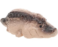 Krokodil Beeldje - Thee Huisdier Ornament - Decoratie Binnen Buiten - Fijn Vakmanschap Details - 6x2.5x2 cm - Meerkleurig