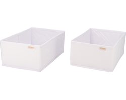 KROMS Lade organizer bakjes 32x20x13cm 2-delig - Wit - Kleding opbergbox– Kleding organizer opbergsysteem – Lade organizer kledingkast & IKEA PAX – Kleding organizer opvouwbaar
