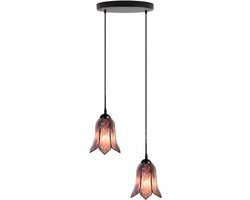 Kroonluchter Gentian Purple 2 - Tiffany glas - Vintage uitstraling - Sfeervolle verlichting - ShopVlot