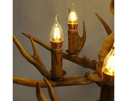 Kroonluchter Gewei Vintage - ABS Materiaal - E14 Fitting - 220V Netstroom - Plafondlamp Retro - Europese Stijl Eetkamerlamp