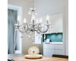 Kroonluchter Globo Cuimbra II - Transparant met chroom - Acryldecoratie kristallen