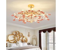 Kroonluchter Kristal Lamp - Hanglamp Bloem - Woonkamer Decoratie - Keramiek Glas Materiaal - D80 cm - Rood