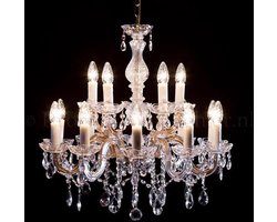 Kroonluchter Maria Theresa 10+5 lichts Ø60cm - messing glas