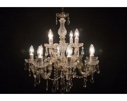 Kroonluchter Maria Theresa 8+4 lichts Ø60cm - messing glas